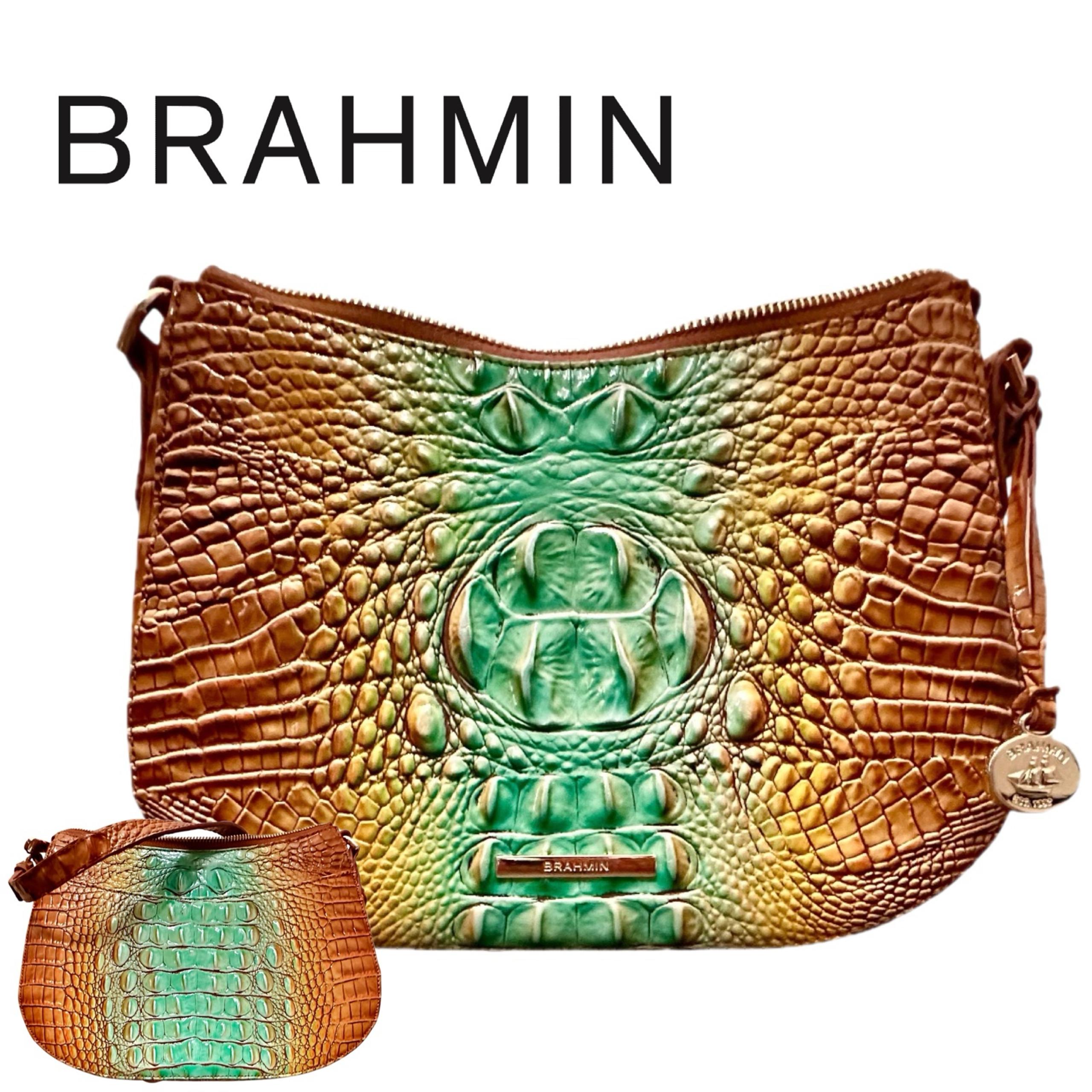 Shayna Cactus Ombre Melbourne Genuine Leather Crossbody Bag. - Brahmin