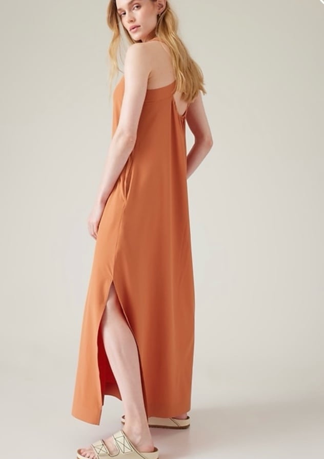119 Athleta Arrival Maxi Tank Dress Sunbaked Clay M Tall