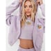 Missguided Purple Hoodie NWT Womens 6 Sweatshirt Crop New Embroidered Y2K Casual