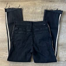 Mother Jeans Womans 26 Black The Insider Crop Stey Fray Guilty Racer Pants