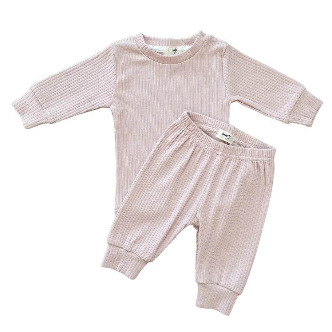 LIGHT PINK | Ribbed organic baby set