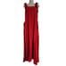 Indah Linen Blend Maxi Dress Swim Coverup Red Size S/M Side-Tie Vacation Resort