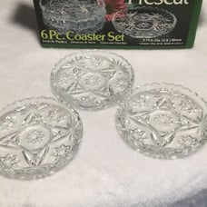 Anchor Hocking Prescott 6 piece glass Coaster Set