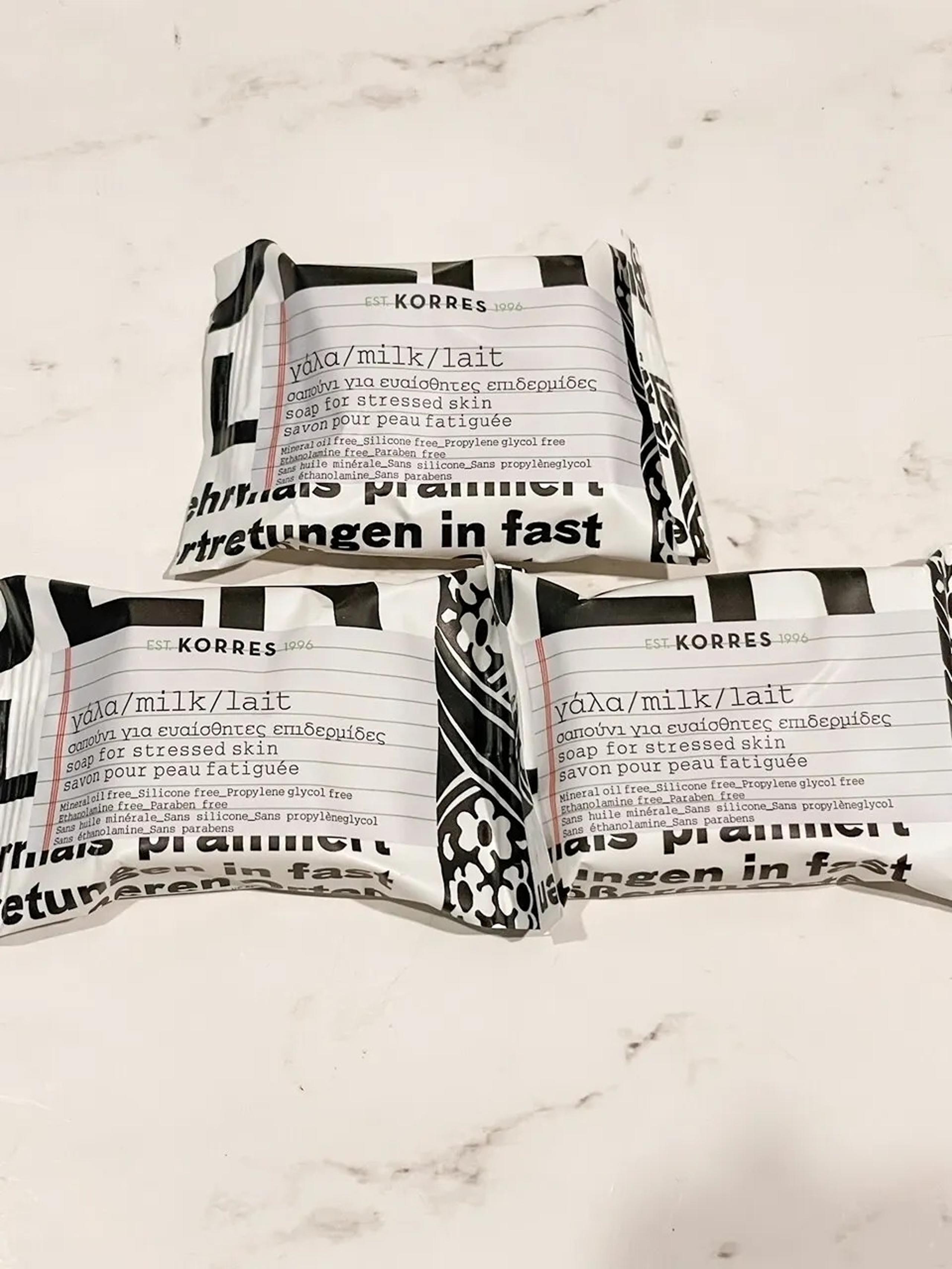 3x Korres Natural Greek Face & Body Bar Soap  Soap For Stressed Skin