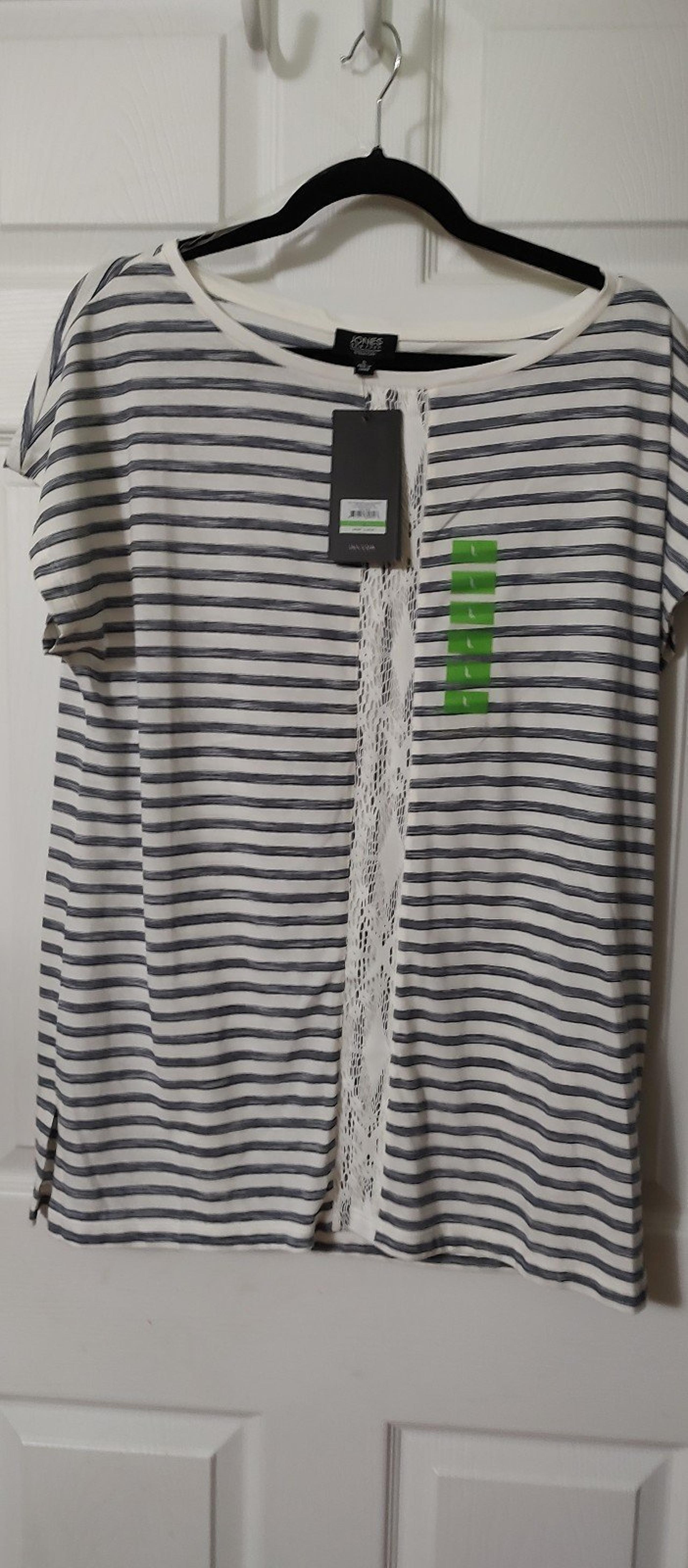 Women's Jones New York short sleeved top Dark blue stripe
