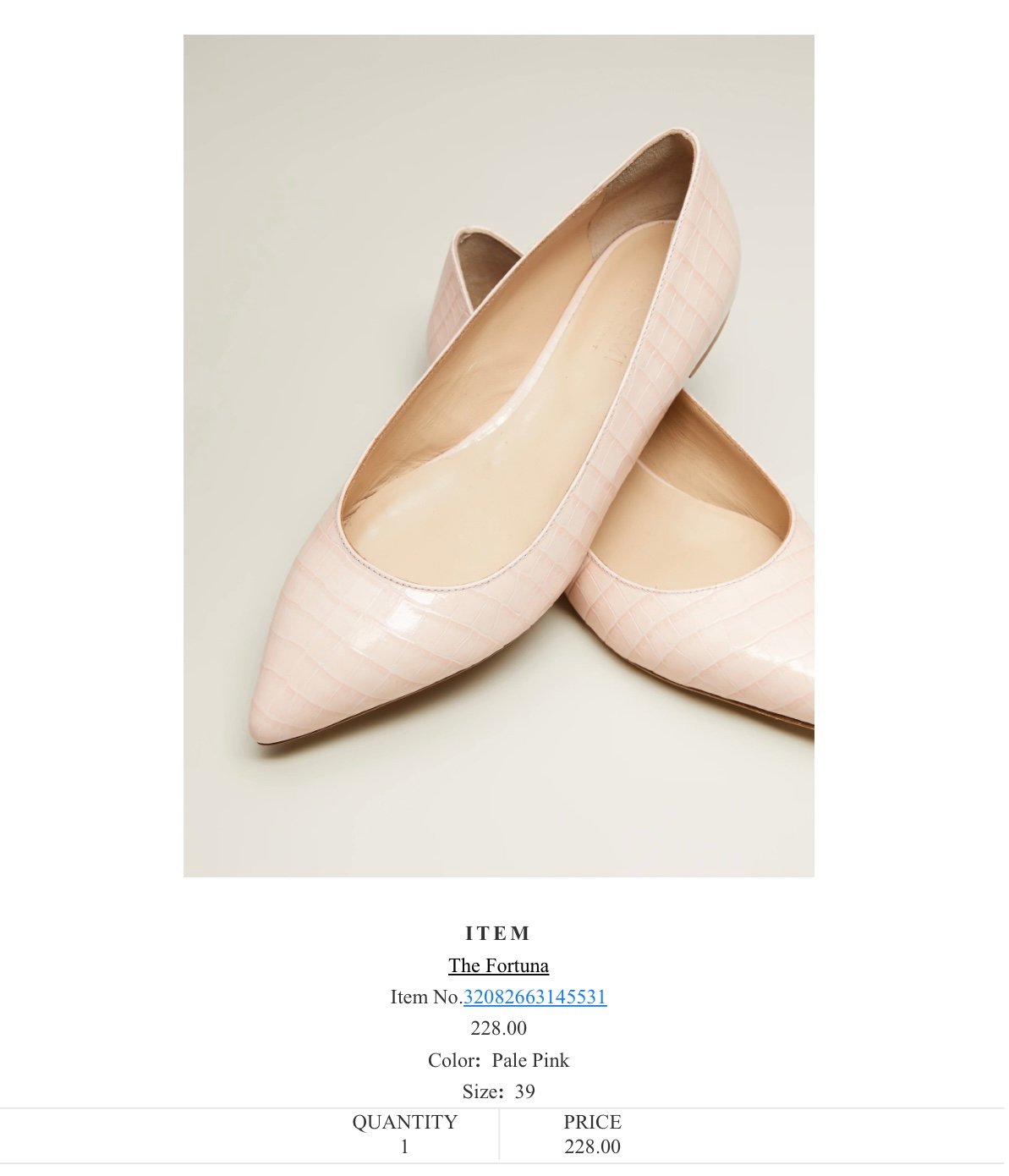 M. Gemi Fortuna leather flats in pale pink, size 8.5/39