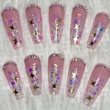 Pink Star Acrylic Press On Nails
