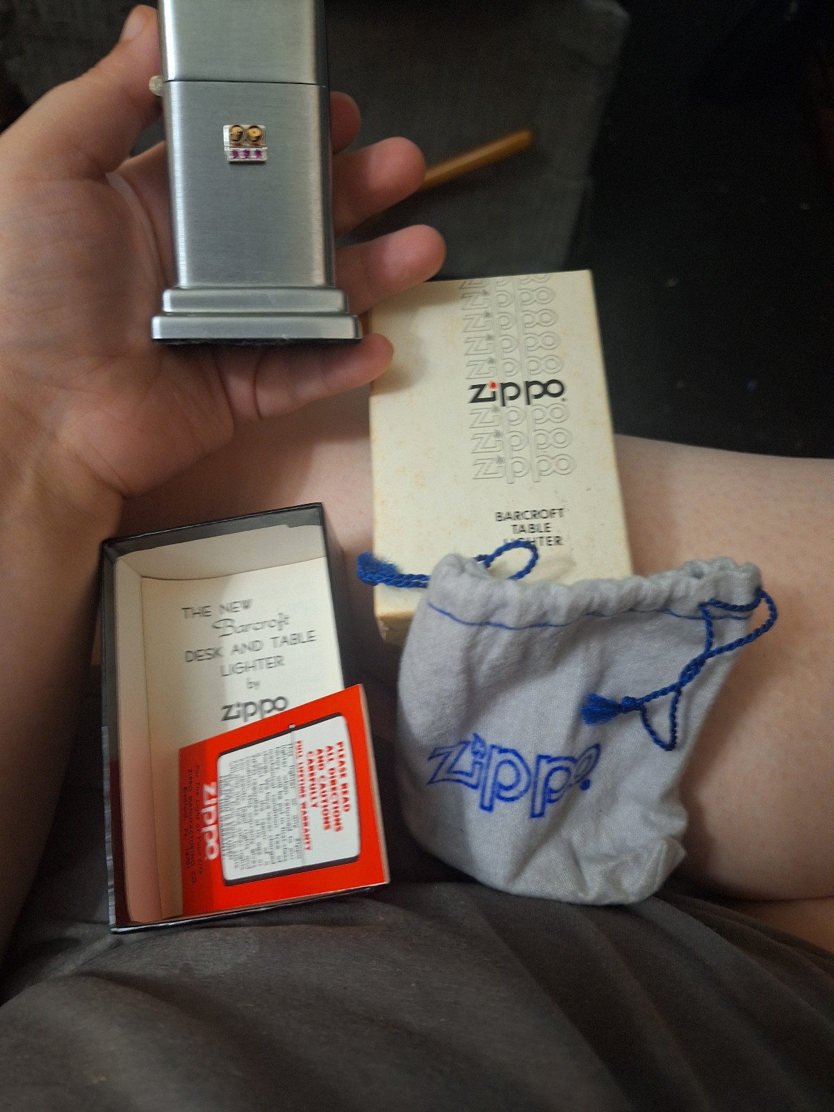 Vintage Zippo Barcroft Table Lighter *Never Used* (Complete Set)
