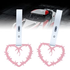 NEW 2PCS BARBED WIRE PINK JDM TSURIKAWA RING WHITE Handle Strap Drift Charm