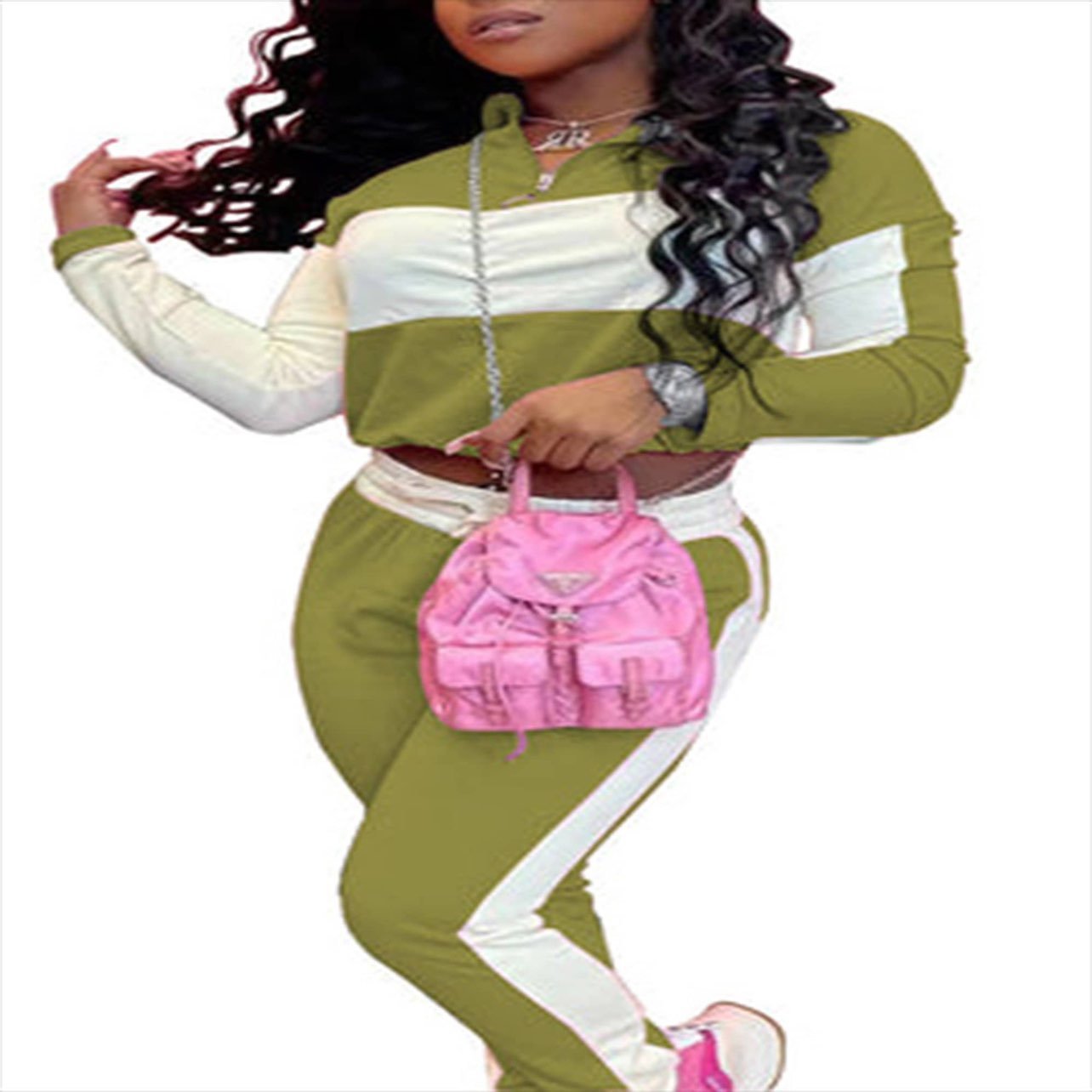 Womens olive Green 2pc jogger set
