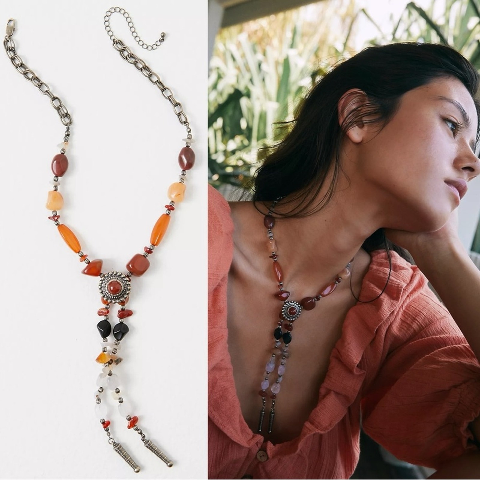 Free People Beachriders Bolo Necklace Neutral NWT Western Bohemian Statement