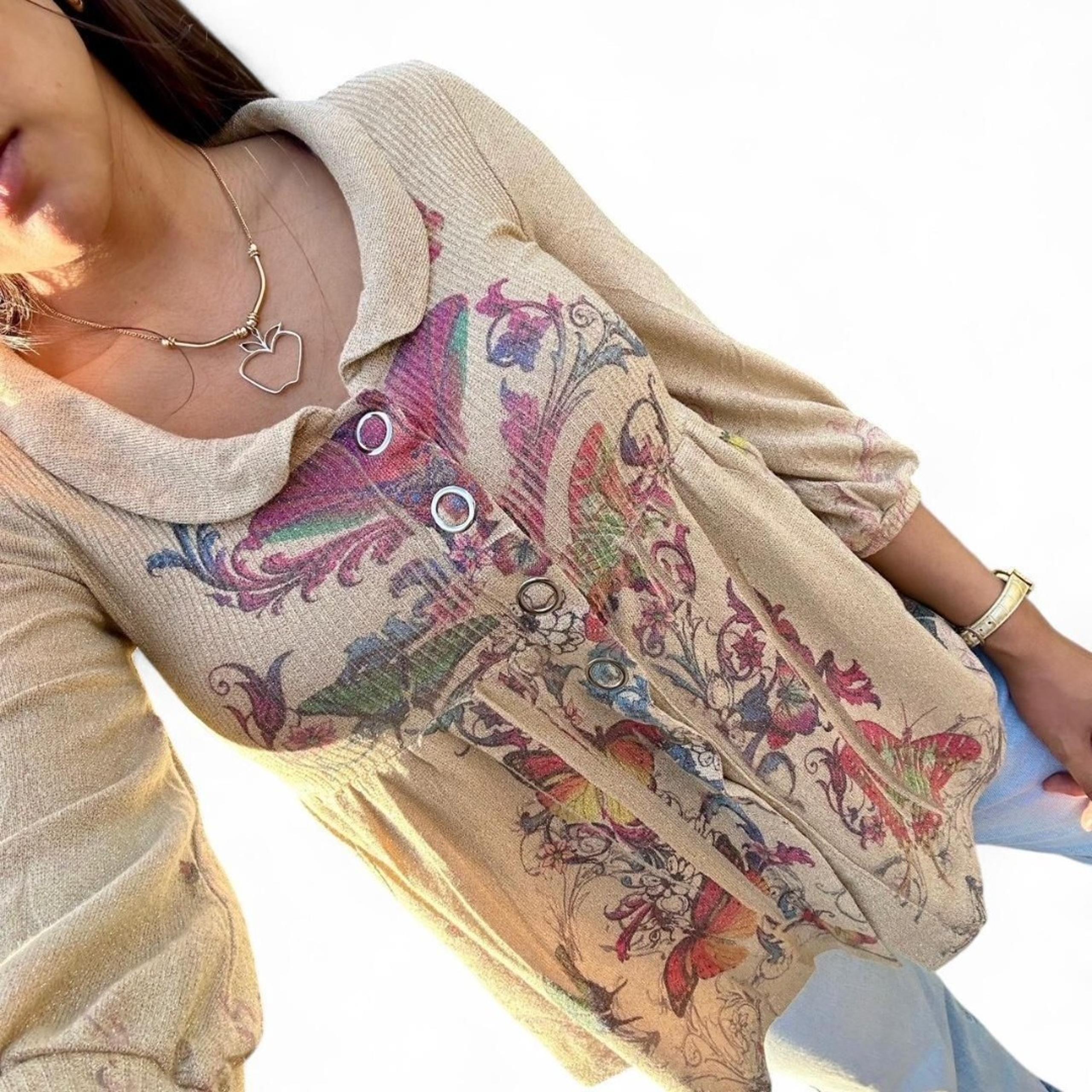Sparkly Butterfly Babydoll Tunic – Y2K Fairycore Top - Women's S or M