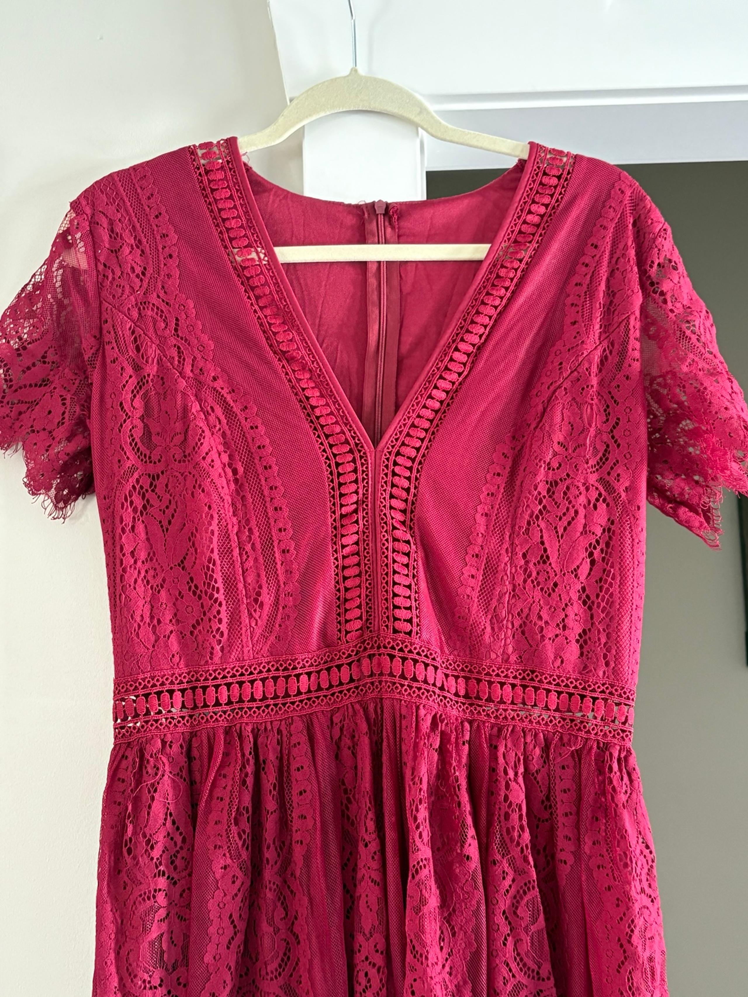 Burgundy red lace long maxi dress