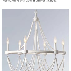 COCOSTAR 28 Inch White Beaded Chandelier Bohemian Style, 6-Light Retro Wood