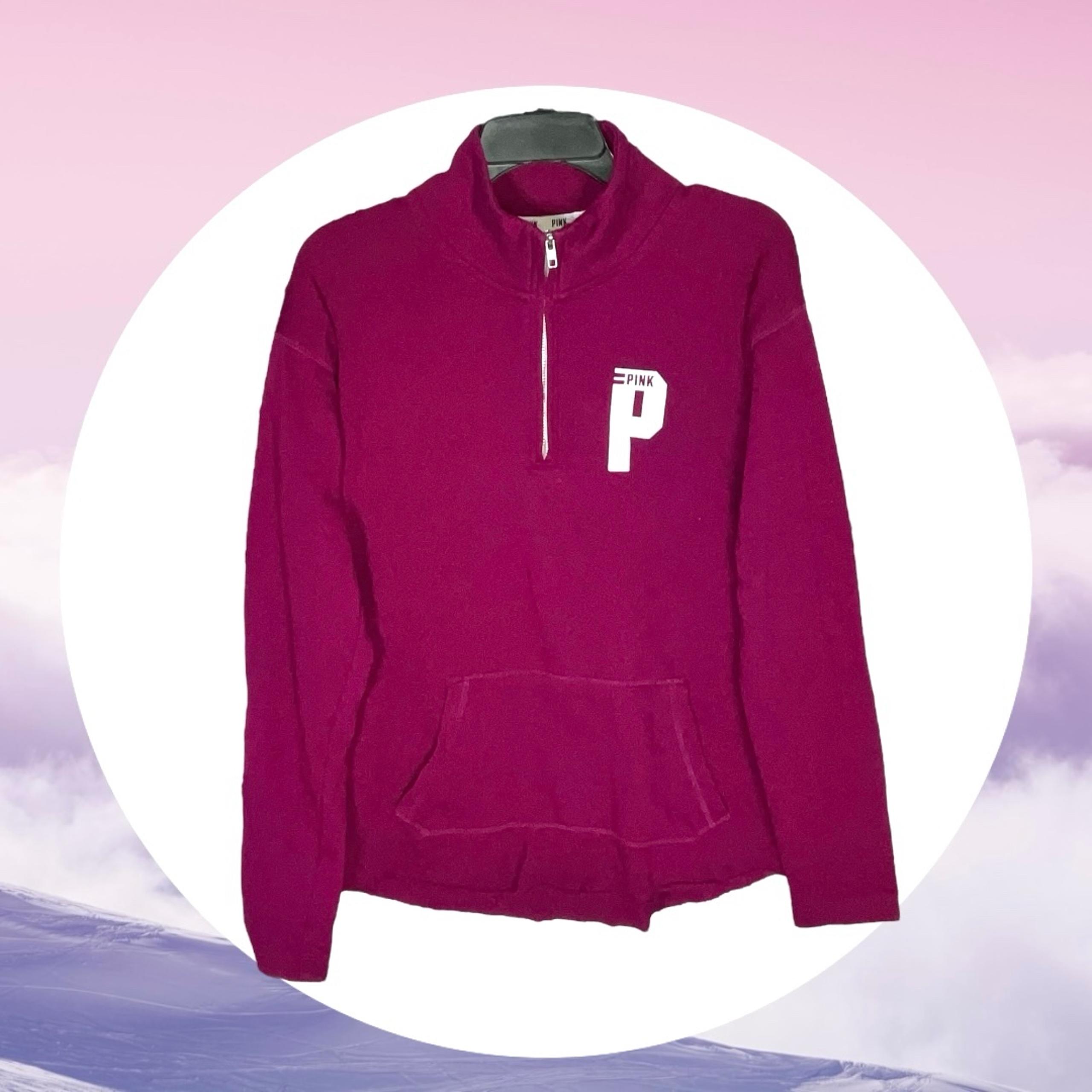 PINK Raspberry/Cranberry Partial Zip Pullover Sweatshirt Women Medium