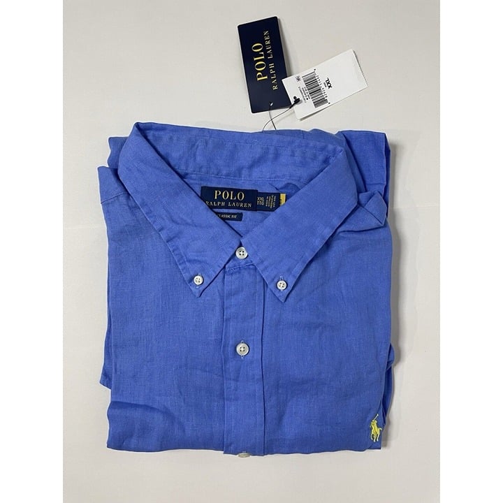 Polo Ralph Lauren Men's Classic Fit Linen Long Shirt - Harbor Island Blue XXL