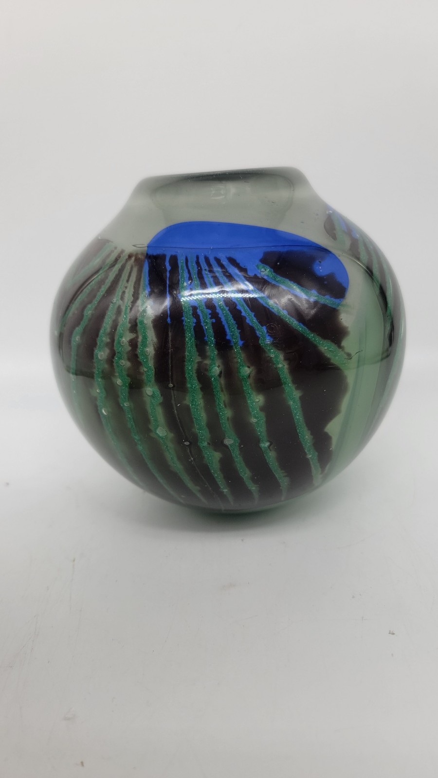 Studio Artglass Abstract handmade blown glass decorative vase signed