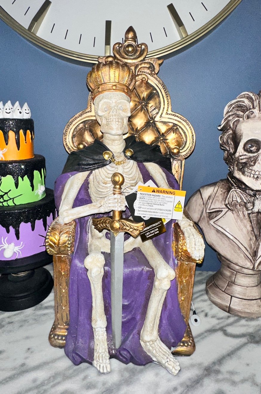 Skeleton King sitting on a throne HTF