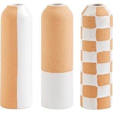 Mud Pie Terracotta Bud Vase, Check 2 L x 2 W x 7 H