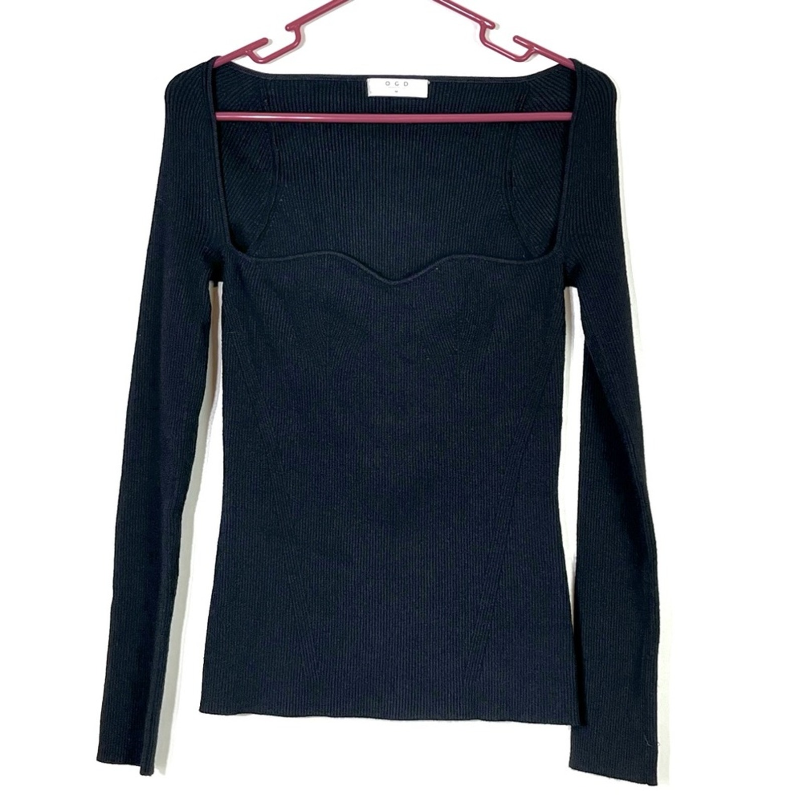 Revolve OGD Sweetheart Neck Black Sweater Size Medium EUC