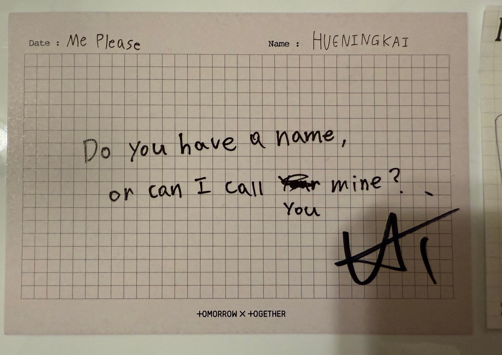 TXT HUENINGKAI Signed Postcard and Album Photocard Lover Ver