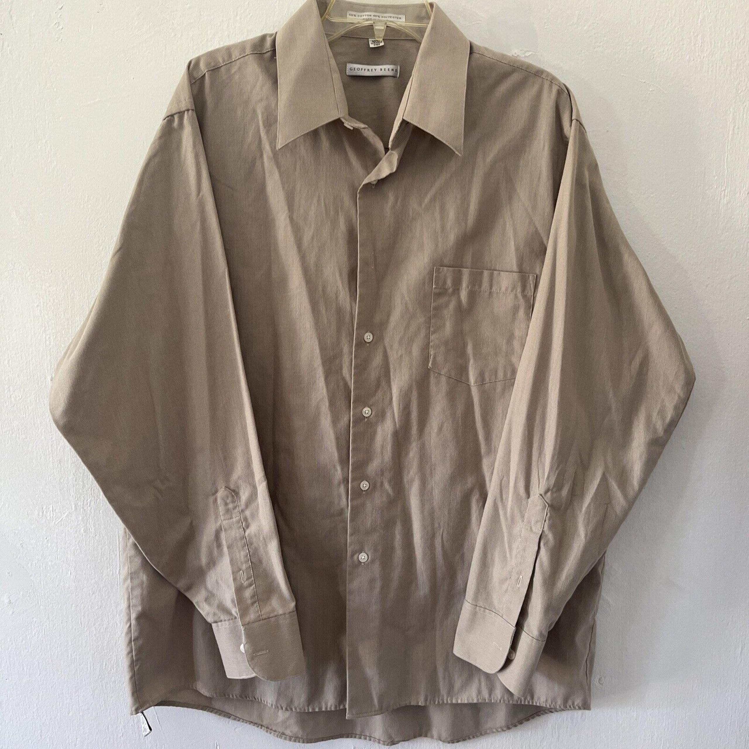 Geoffrey Beene Wrinkle Free Dress Shirt Men's 17 34/35 Long Sleeve Purple Cotton