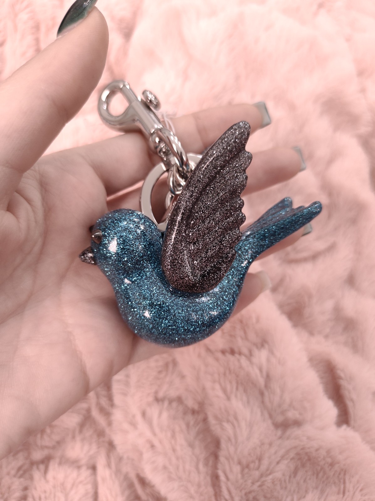 Coach NWT glittery blue bird