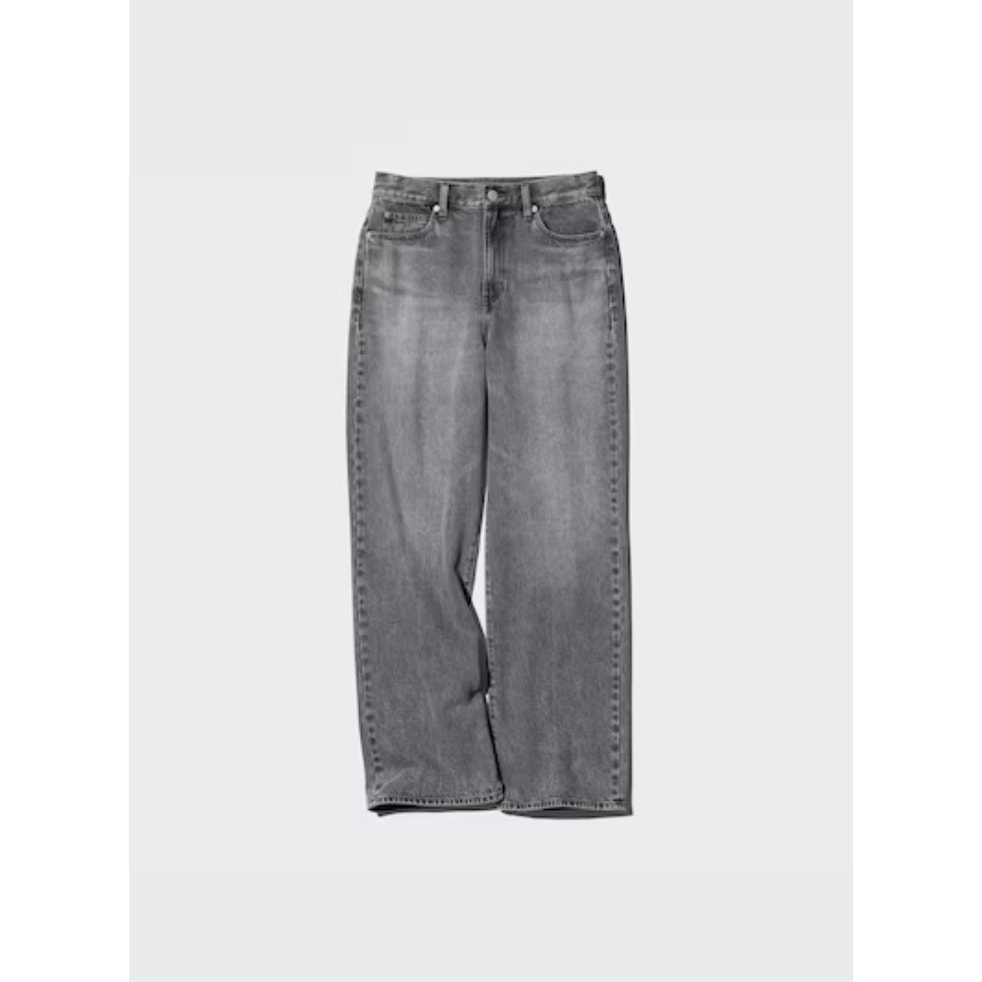 Uniqlo Wide Straight Jeans in Grey sz. 24 Soft Lightweight High Waist Wide Leg