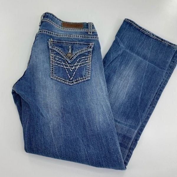 Vigoss The New York Women's Light Distressed Fitted Bootcut Jeans Blue Size 9