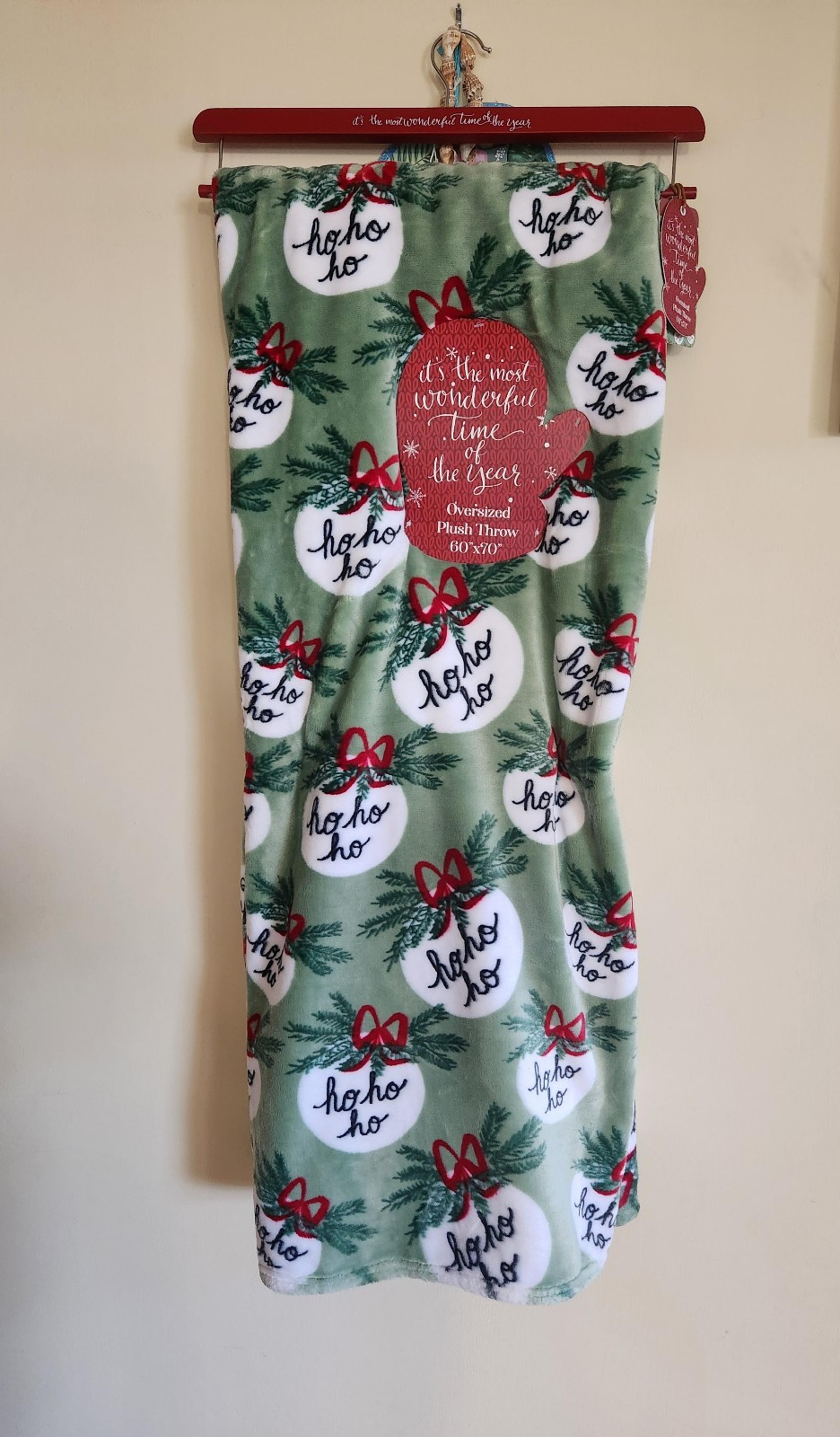 Christmas plush blanket ho ho ho ornament nwt