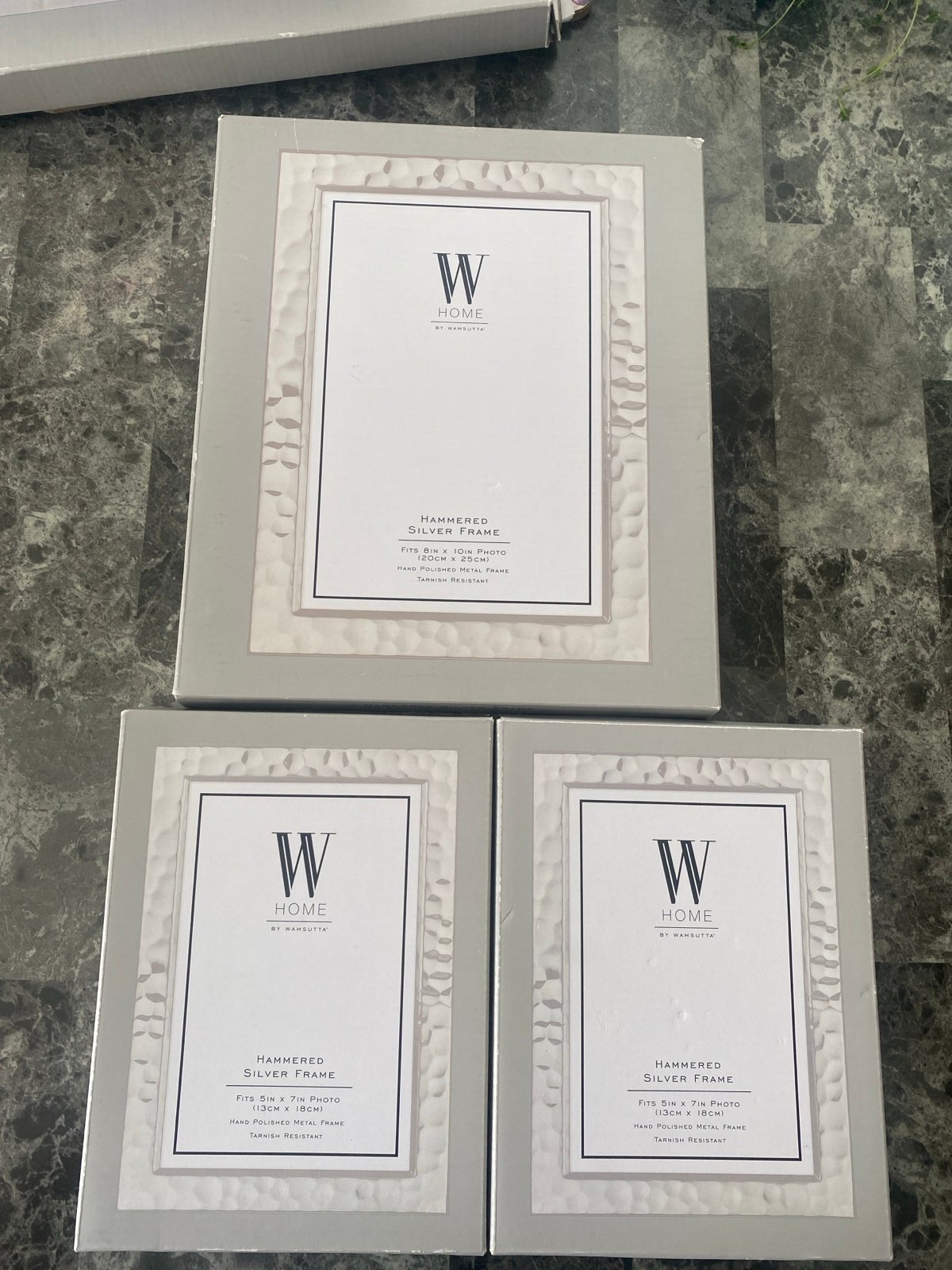 3 W Home Silver Hammered Picture Frames