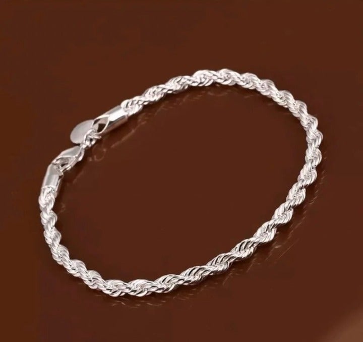 925 Sterling Silver Intricate Woven Chain Bracelet