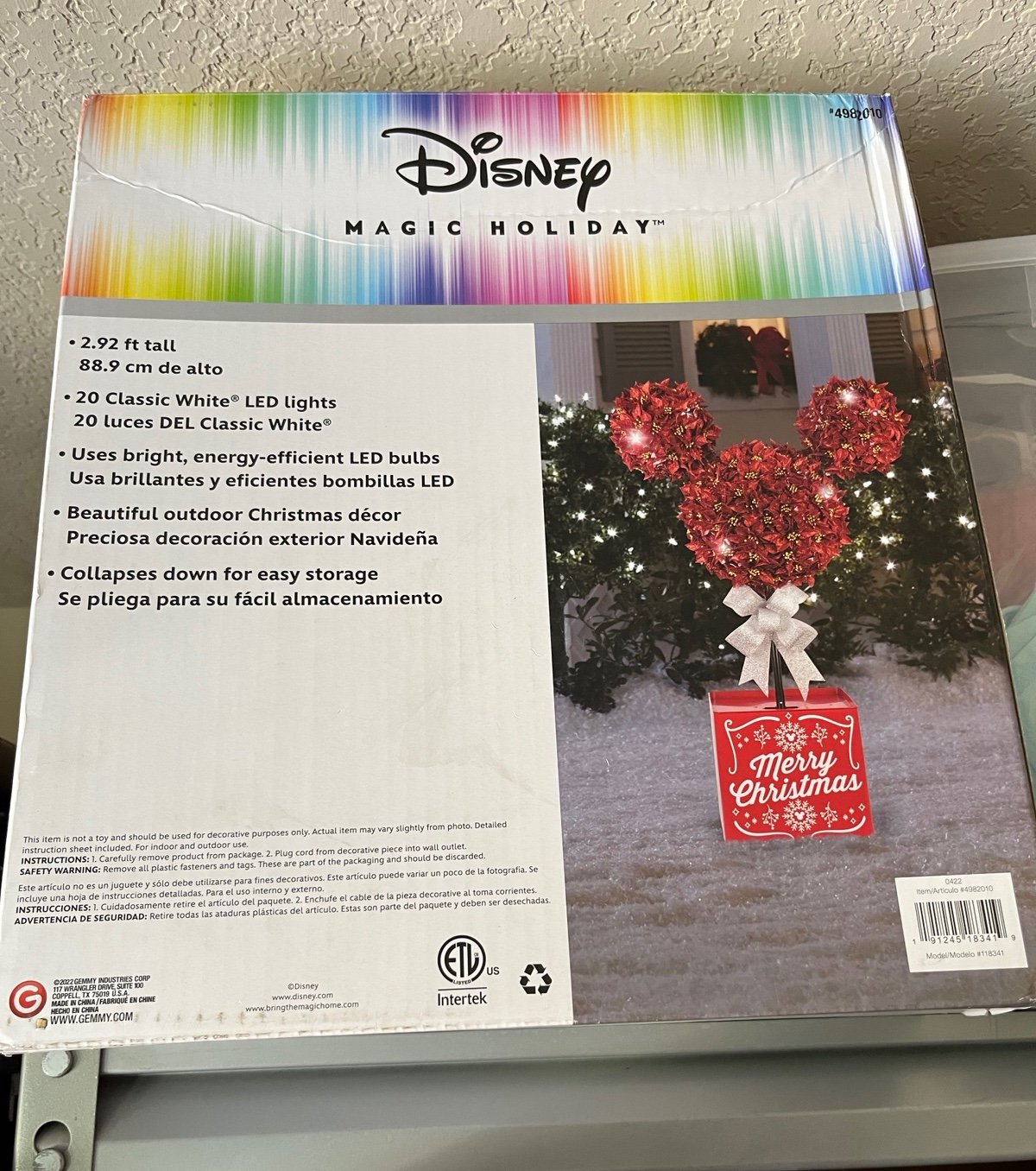 Disney Magic Holiday Mickey Mouse 35-inch Tall Lighted Poinsettia Topiary - NEW