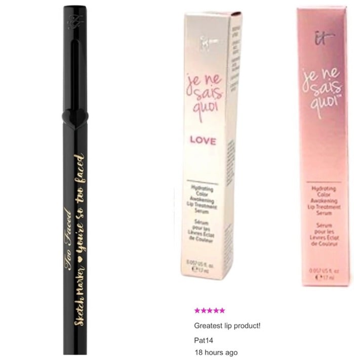 IT Cosmetics Lip Products and Too Faced eyeliner Make Up Bundle