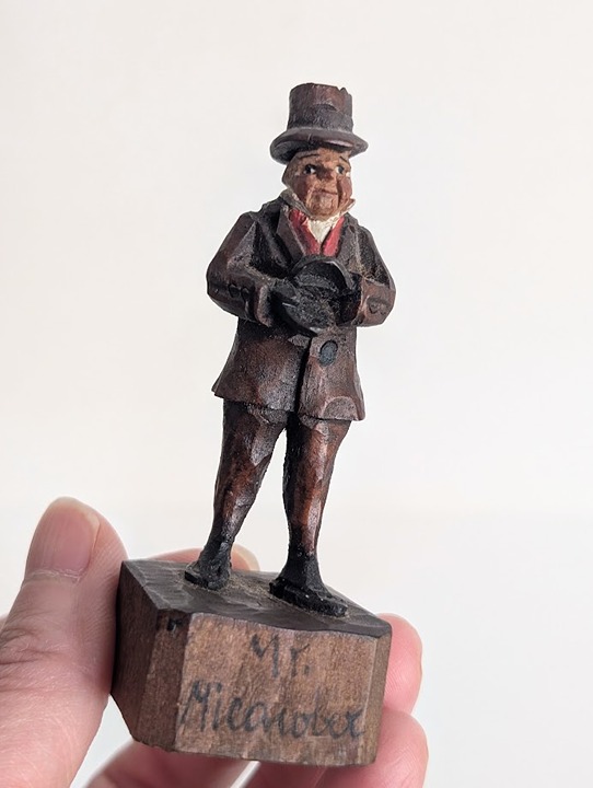 Vintage ANRI Wood Carving MR MICAWBER Figure DICKENS David Copperfield 3.25 T