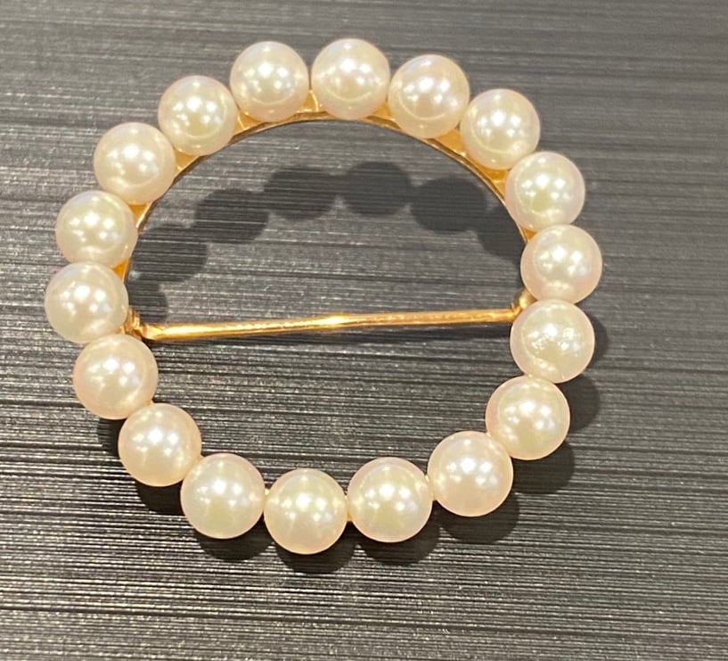 14k gold Round Pearl brooch