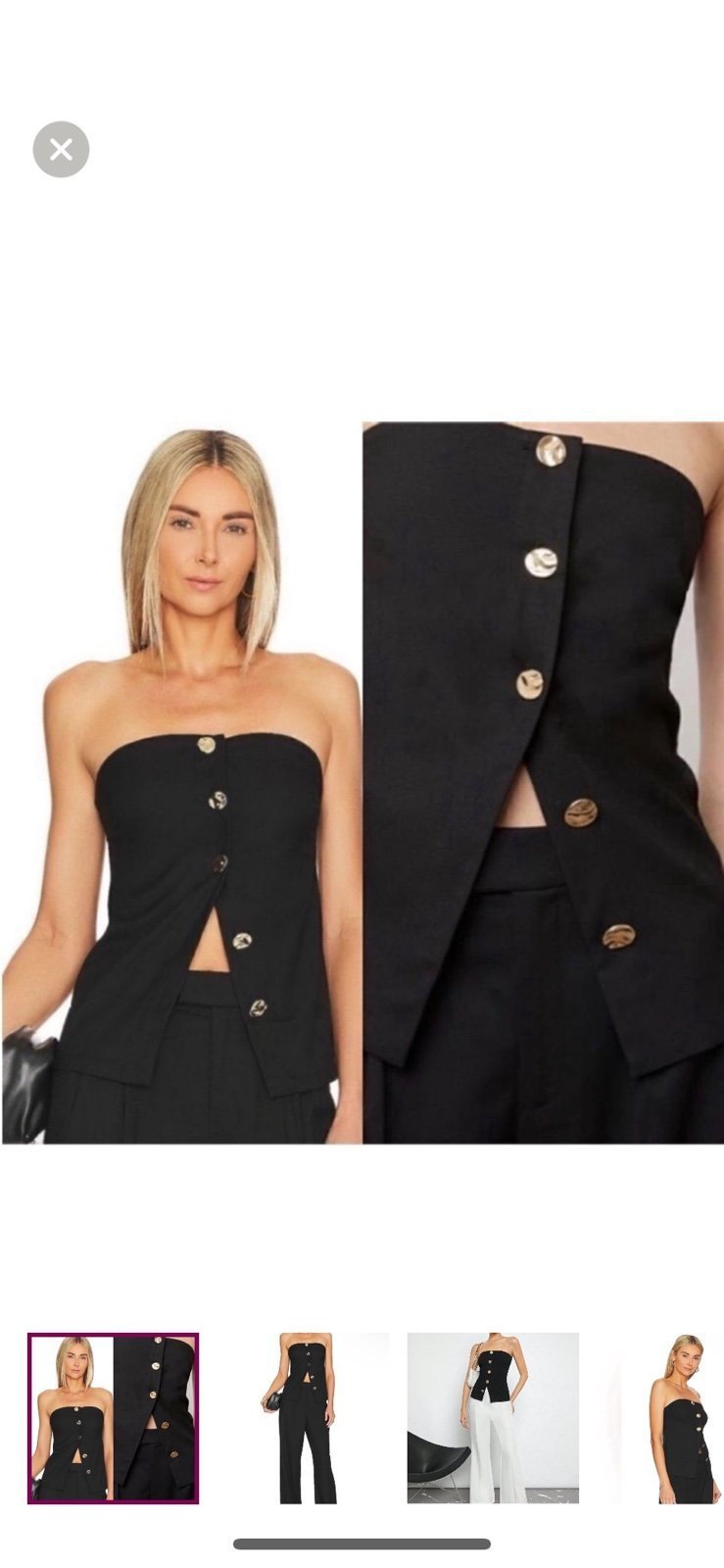 NWT Rails Lulu Strapless Top Button Front Black XL