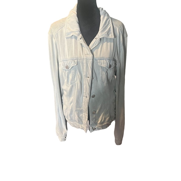 Liverpool Powerflex Jean Jacket S US Stretchy Denim Light Wash Fossil Gray