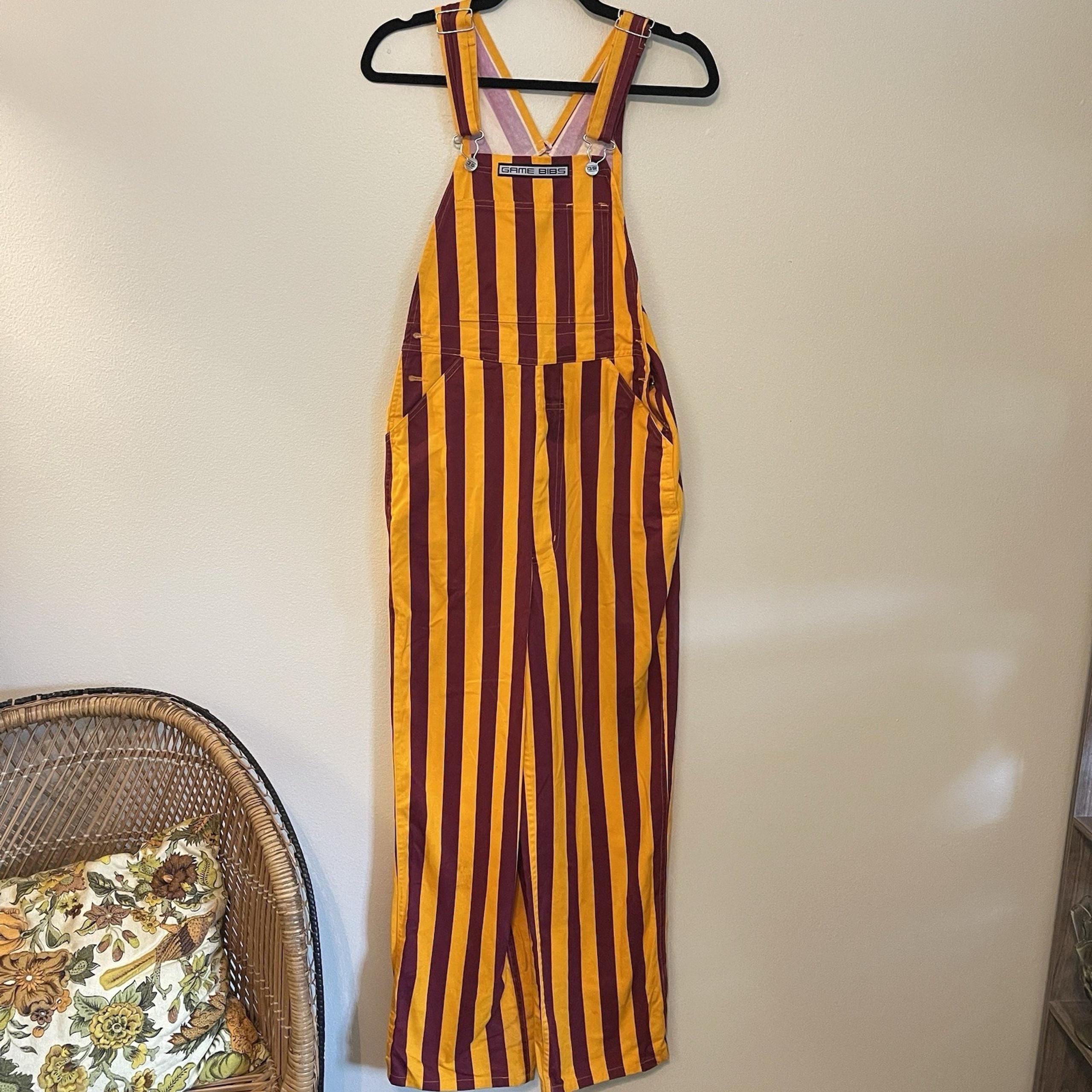 Minnesota Gophers Game Day Bibs Overalls Adult Small Men's Striped XS RED GOLD