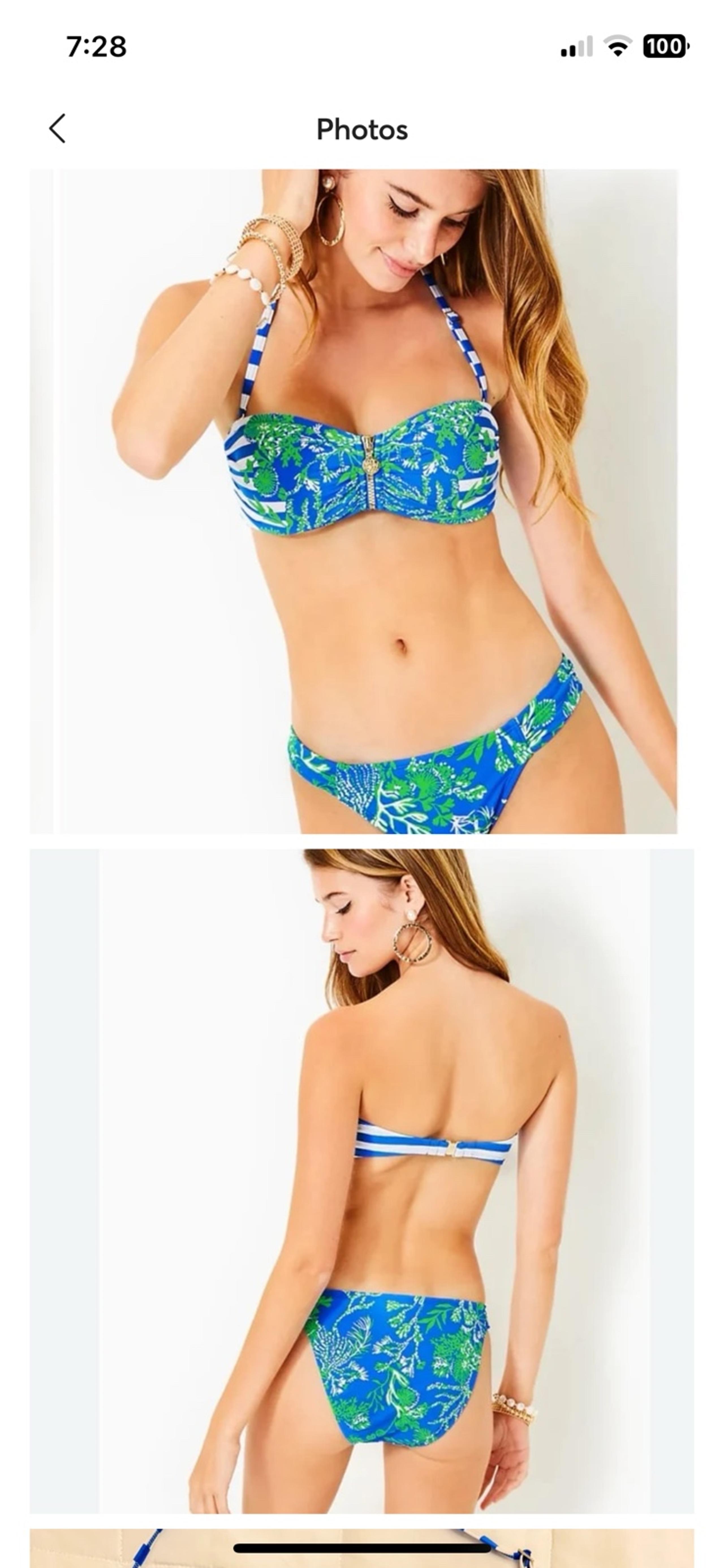 Lilly Pulitzer Clancy Bikini Bottom and Genya Bandeau Top both size 10 Swimsuit