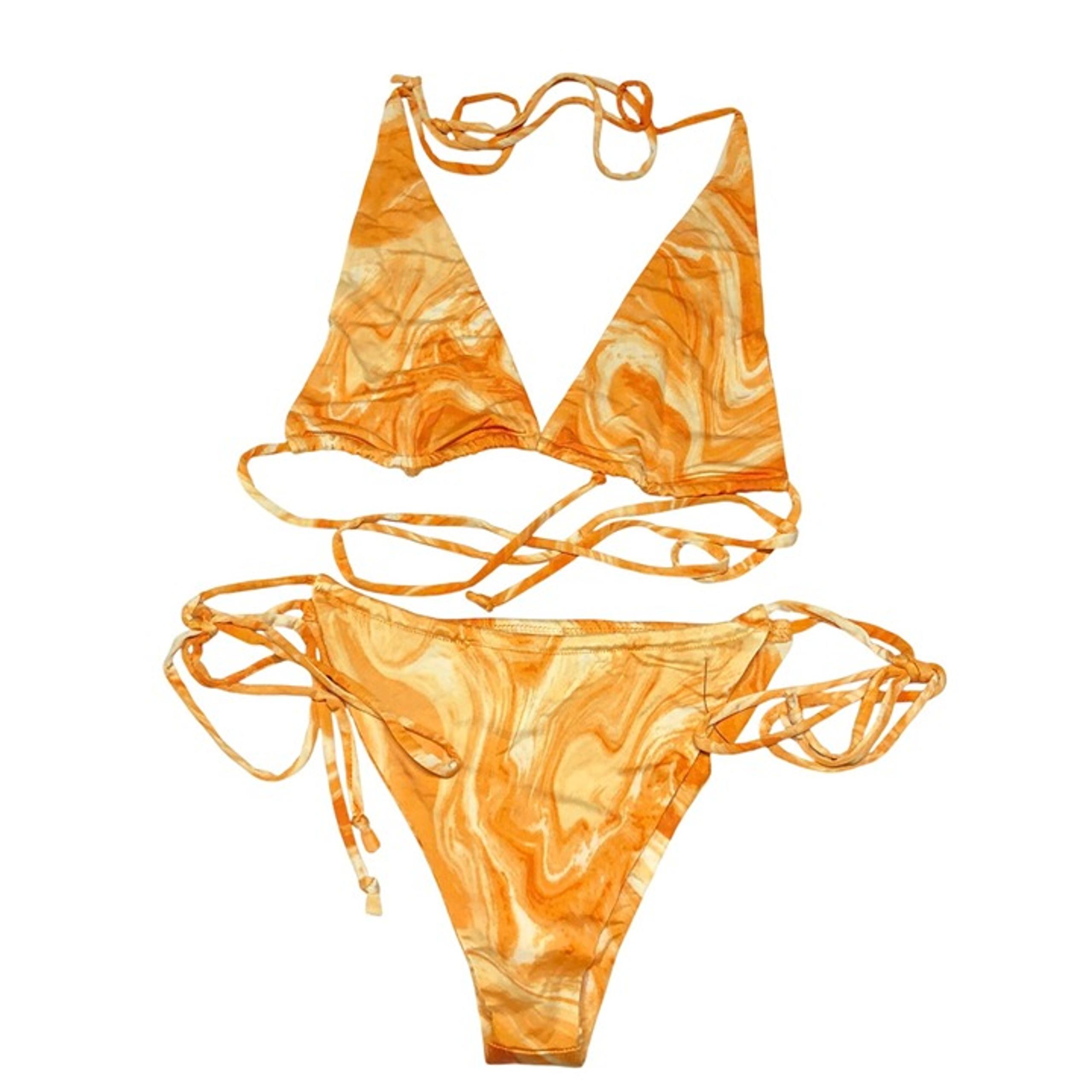 Naked Wardrobe Bikini Set String Ties Triangle Cheeky Dreamsicle Orange S