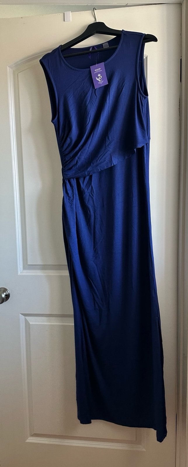 Seraphine Ink Blue Maternity & Nursing Maxi Dress Lexington size US size 12 NWT