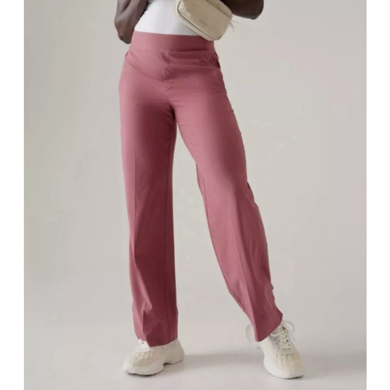 Athleta Brooklyn Heights Wide Leg Pants Berry Rose Pink Pull-On 4