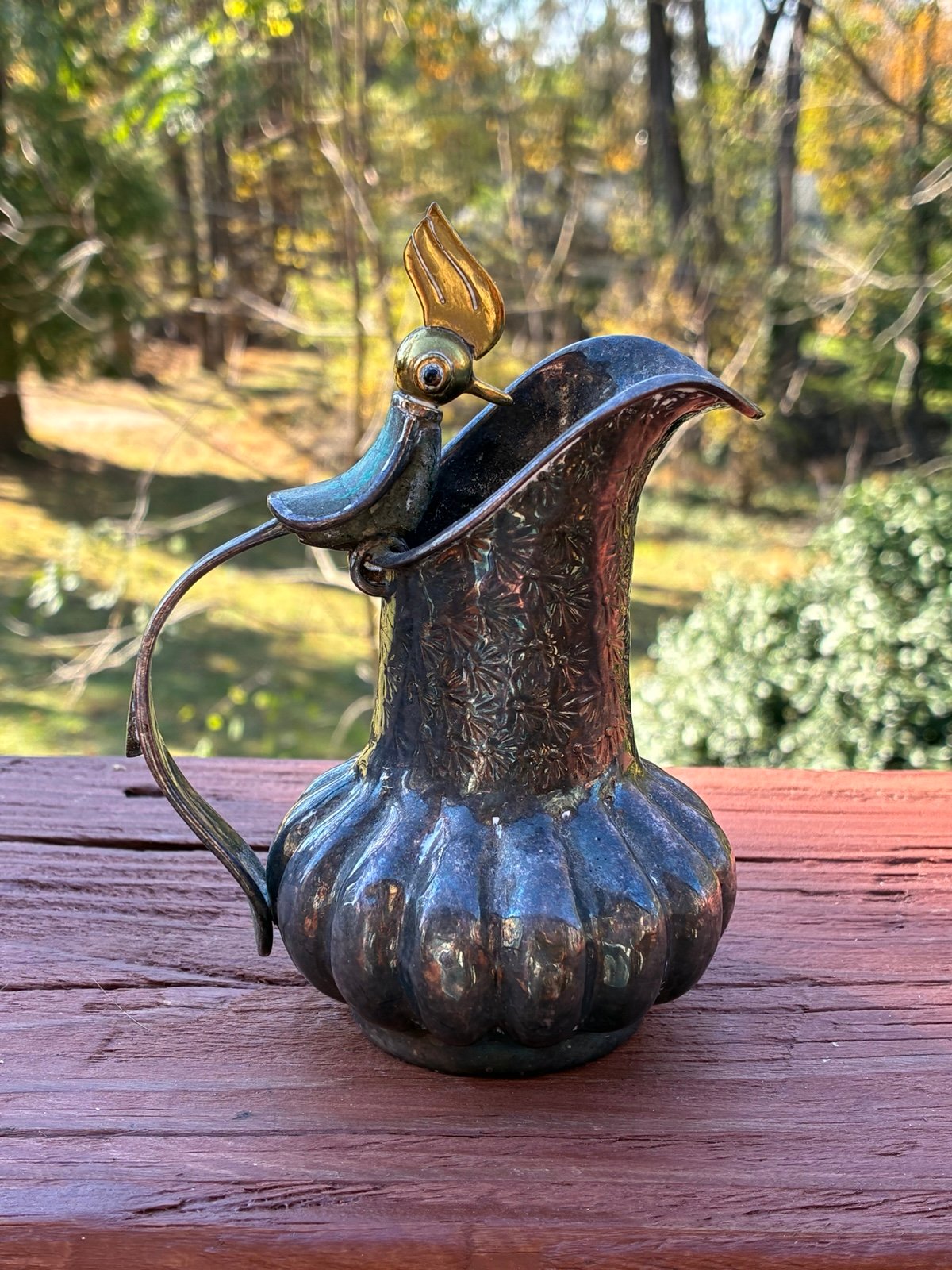 Vintage Castillo malachite bird silver plated