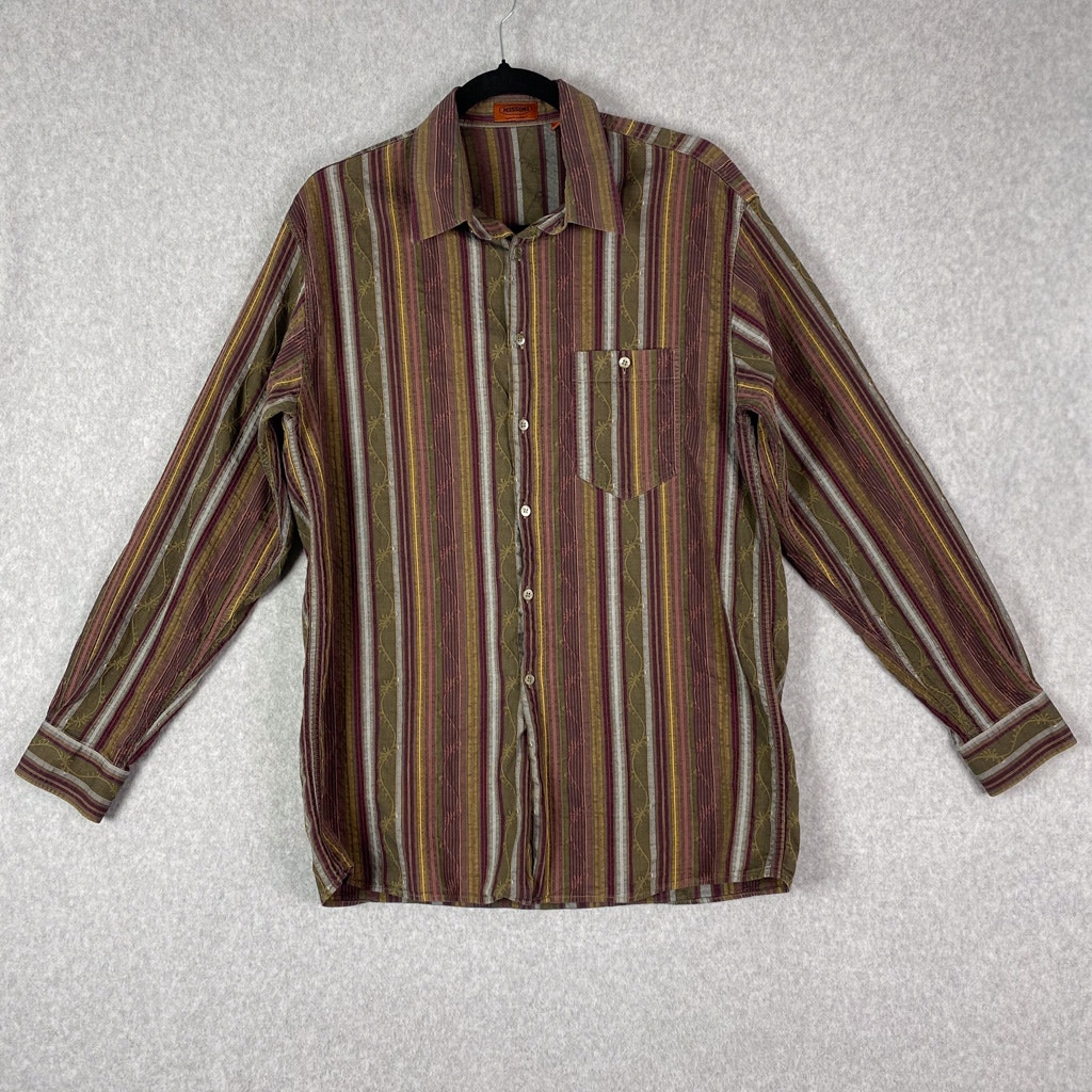 Vintage Missoni Mens 50 Striped Long Sleeve Button Up Shirt