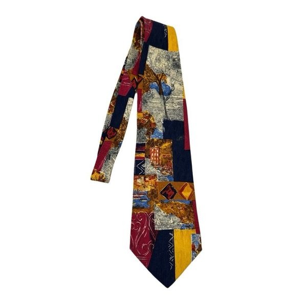ERMENEGILDO ZEGNA Men's Silk Necktie Luxury Abstract Multicolor