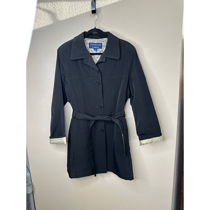 Vintage Towne Collection By London Fog Women's Black Coat Size M Polyester