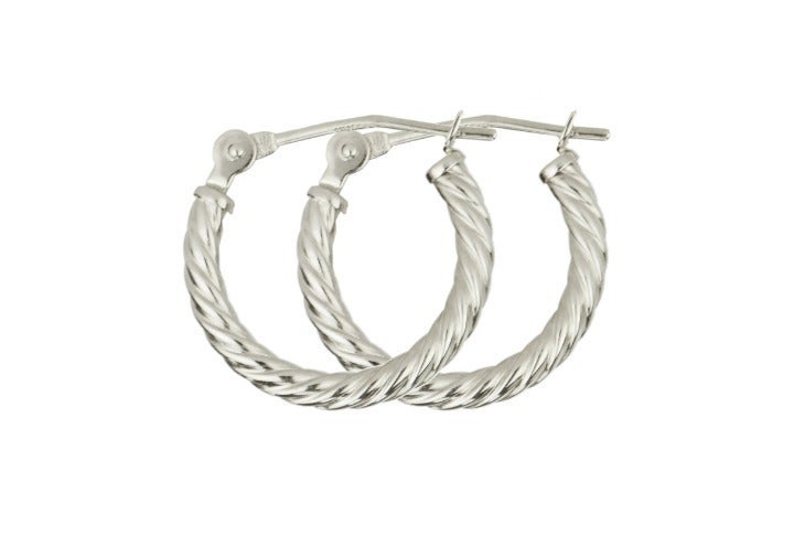 Rope Loop Earrings In 14K Solid White Gold 12mm