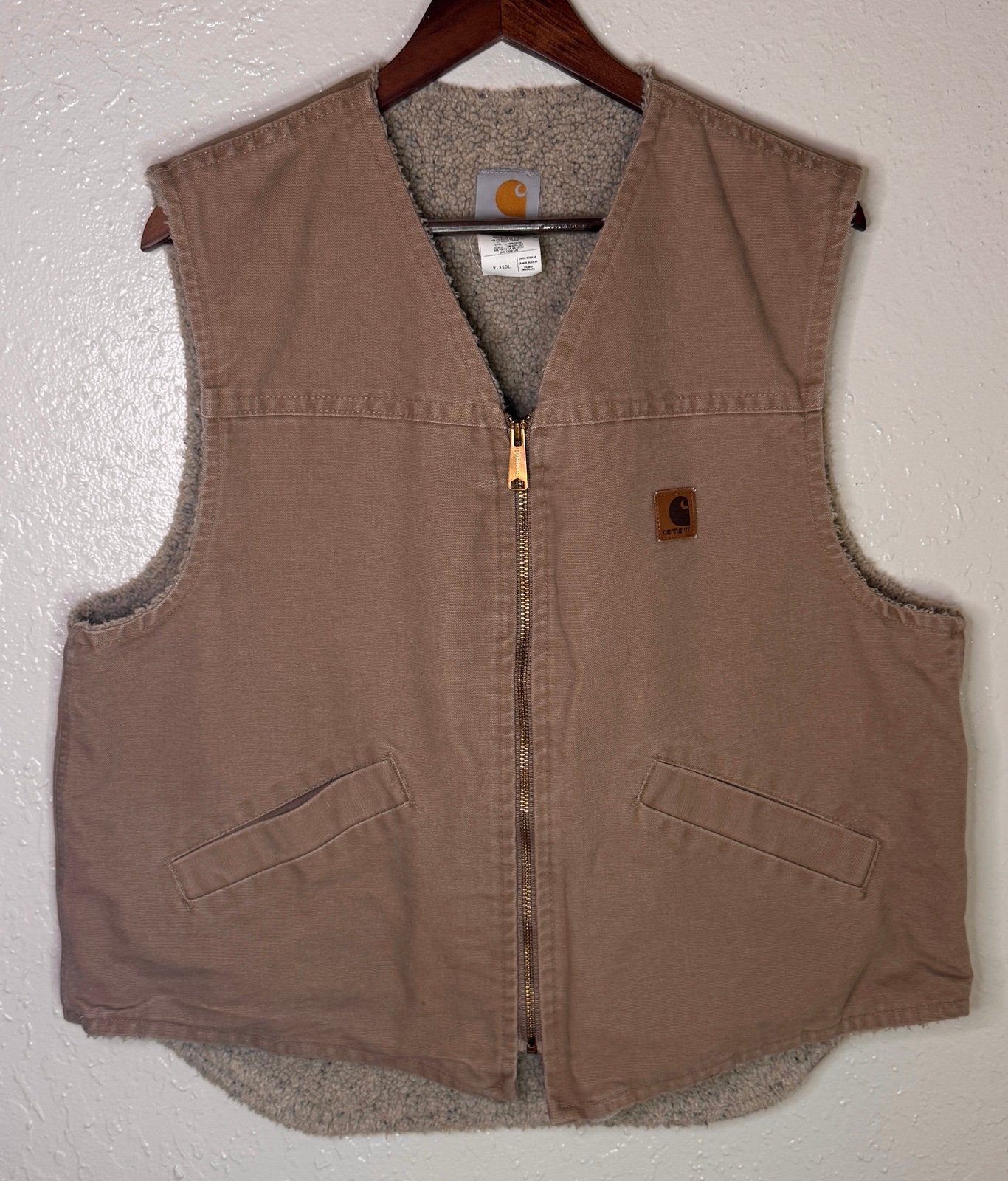 Vintage Carhartt V13SDL Sherpa Lined Vest Large Regular Workwear Fleece