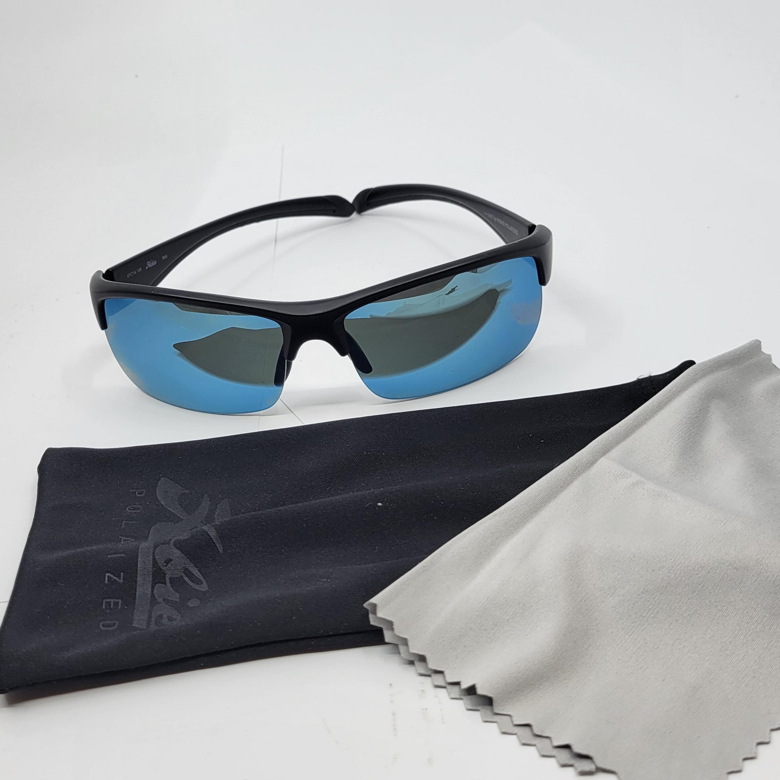 HOBIE WHARF Black Sport sunglasses with polarized cobalt blue lenses B8G